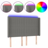Cumpara ieftin Tablie de pat cu LED, gri inchis, 147x16x118/128 cm, textil