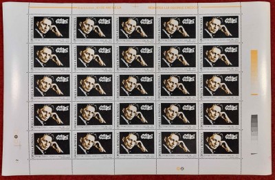 RO 1995 &amp;quot;40 de ani m. George Enescu&amp;quot; , LP 1376 , serie 1 val. in coala de 25 MNH foto