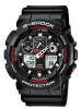 Ceas Sport Casio G-SHOCK GA-100 Black&amp;RED-NOU ! NEGRU MAT CRONOGRAF ACTIV !, Analog &amp; digital, Alarma
