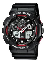 Ceas Sport Casio G-SHOCK GA-100 Black&amp;RED-NOU ! NEGRU MAT CRONOGRAF ACTIV !