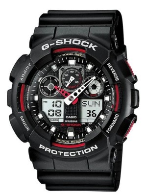 Ceas Sport Casio G-SHOCK GA-100 Black&amp;amp;RED-NOU ! NEGRU MAT CRONOGRAF ACTIV ! foto