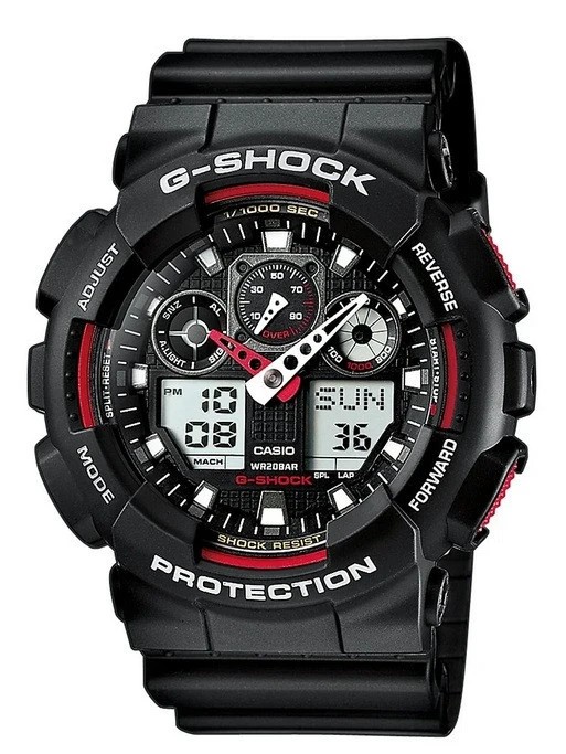 Ceas Sport Casio G-SHOCK GA-100 Black&amp;RED-NOU ! NEGRU MAT CRONOGRAF ACTIV !