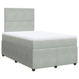 Cumpara ieftin Pat continental cu saltea, gri deschis, 120x200 cm, catifea