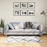 vidaXL Covor pufos &quot;PAMPLONA&quot; fire &icirc;nalte negru/crem modern 120x120 cm