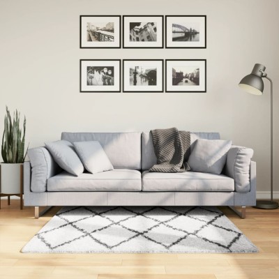 Covor pufos &amp;quot;PAMPLONA&amp;quot; fire &amp;icirc;nalte negru/crem modern 120x120 cm foto