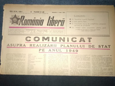 ZIARUL ROMANIA LIBERA 11 FEBRUARIE 1950 foto