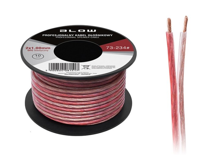 Cablu Audio Profesional pentru Difuzoare Auto, Lungime 10m, 2x1.00mm, Negru + Rosu Cablu Audio Profesional pentru Difuzoare Auto, Lungime 10m, 2x1.00mm, Negru + Rosu