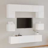 VidaXL Set dulap TV, 8 piese, alb, lemn prelucrat