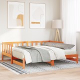 vidaXL Pat de zi extensibil fără saltea, maro ceruit, 2x(80x200) cm