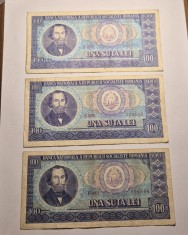 Lot 3 bancnote 100 lei 1966