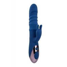 Vibrator Iepuras The Ringer 10 Moduri Stimulatoare, Thrusting, Silicon, USB, Albastru, 23.8 cm