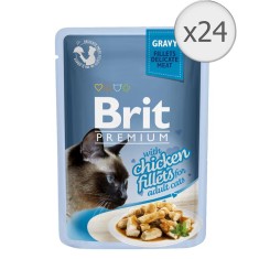 Hrana umeda pentru pisici Brit Premium Delicate, Pui in Sos, 24x85g