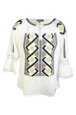Bluza tip ie dama RM 128, marime S, alb/maro foto