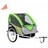 VidaXL Remorcă de bicicletă &amp; Cărucior copii 2-&icirc;n-1, verde și gri