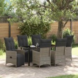 VidaXL Set de masă pentru grădină cu pernă 7 pcs Gri Rattan poli