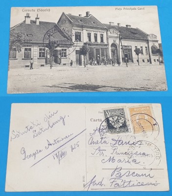 Carte Postala circulata anul 1925 - CERNATU - SACELE - PIATA PRINCIPELE CAROL foto