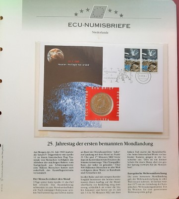 Ecu-Numisbrief, pagina numismatica filatelica 1994, Olanda - B 4371 foto