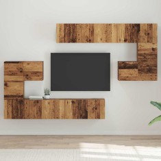 vidaXL Set comodă TV 8 pcs Lemn vechi Mediu 30.5 x 30 x 30 cm 3393492