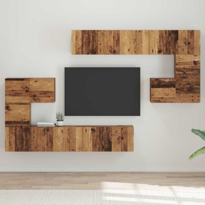 vidaXL Set comodă TV 8 pcs Lemn vechi Mediu 30.5 x 30 x 30 cm foto