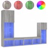 Unitati de perete TV cu LED-uri, 4 piese, gri sonoma, lemn