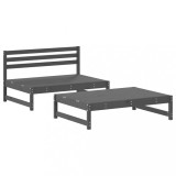 Set mobilier relaxare gradina, 2 piese, gri, lemn masiv de pin