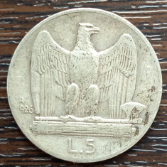 (A4) MONEDA DIN ARGINT ITALIA - 5 LIRE 1926, VITTORIO EMANUELE III, MAI RARA