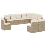 Cumpara ieftin Set canapele de gradina cu perne, 10 piese, bej, poliratan