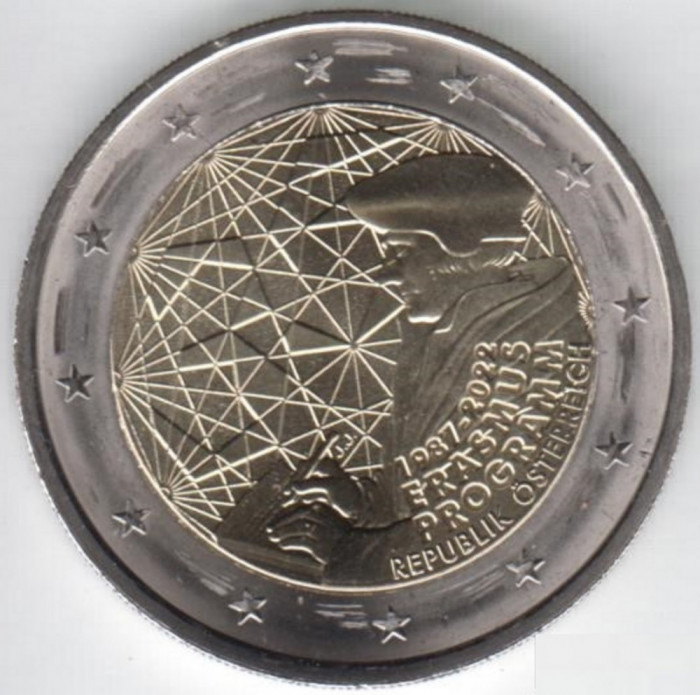 AUSTRIA moneda 2 euro comemorativ 2022_Erasmus, UNC