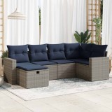 vidaXL Set mobilier grădină cu perne, 6 piese, gri, poliratan