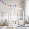 Cadru pat tip casă pentru copii alb 70x140 cm lemn masiv de pin