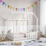 VidaXL Cadru pat tip casă pentru copii alb 70x140 cm lemn masiv de pin