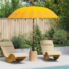 vidaXL Parasol Balinez Galben (210-220) x 260 cm Bumbac și lemn masiv