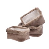 Cumpara ieftin Set 3 cosuri depozitare textil maro taupe 31 x 21 x 16,5 cm, 34 x 25 x 18 cm, 37 x 28 x 20,5 cm