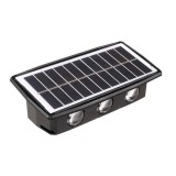 Lampa solara LED bidirectionala dreptunghiulara pentru perete eMazing, 20.5x10 cm, 6 LED-uri, 5.5V, ABS, 500mAh, rezistent la apa IP65, alb rece