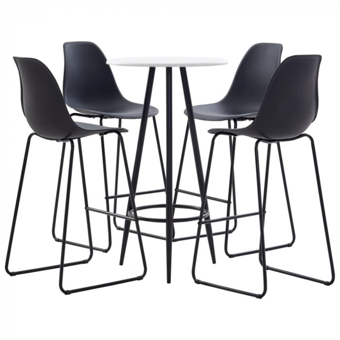 vidaXL Set mobilier de bar, 5 piese, negru, plastic 279761