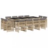 Set mobilier gradina cu perne, 13 piese, bej combinat poliratan