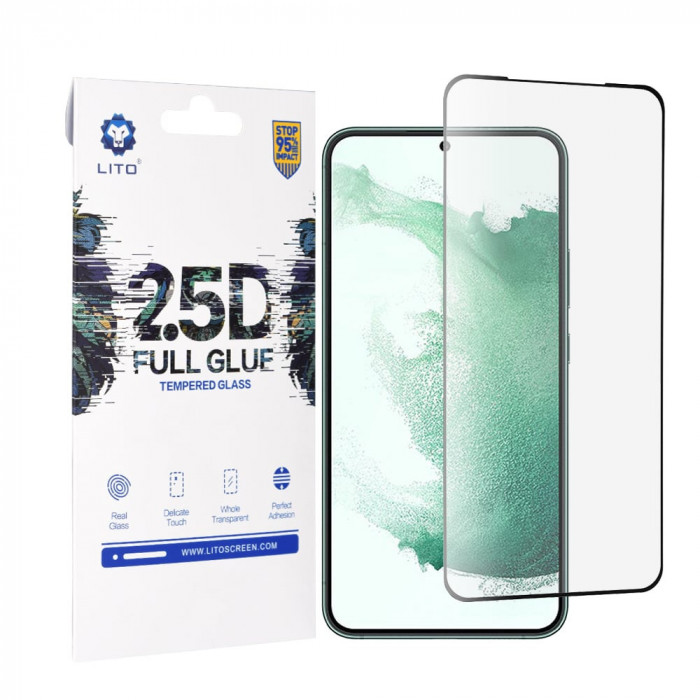 Folie pentru Samsung Galaxy S22 Plus 5G S23 Plus Lito 2.5D FullGlue Super Thin Glass Negru