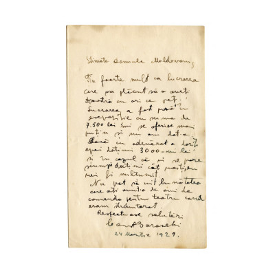 Constantin Baraschi, scrisore trimisă lui Corneliu Moldovan, 1929 foto