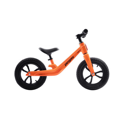 Bicicleta fara pedale Pegas Micro, 3-7 ani, 12 inch, furca fixa, cadru magneziu, patine iarna incluse, Portocaliu/Negru foto