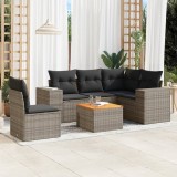 VidaXL Set mobilier grădină cu perne, 6 piese, gri, poliratan