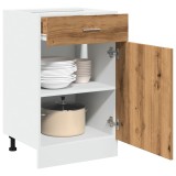 Gossi dulap inferior cu sertar stejar artizanal, 50x46x81,5 cm, lemn