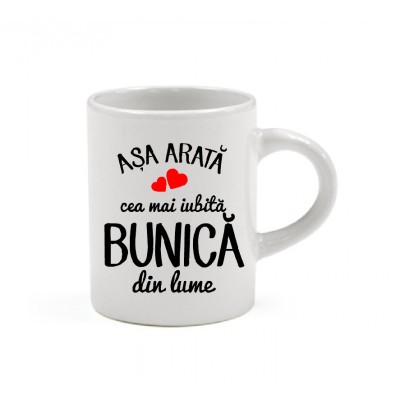 Cana alba personalizata Cea mai iubita Bunica, INOVATIX&amp;reg;. 330ml foto