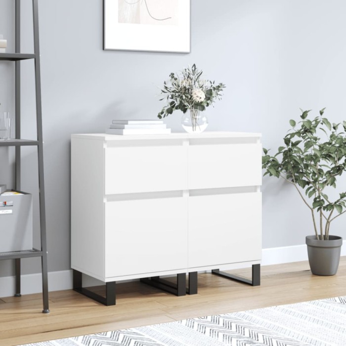 Gossi servante, 2 buc., alb, 40x35x70 cm, lemn prelucrat