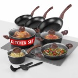 Set vase de gatit MagicHome Black Marble Line, 13 piese, inductie