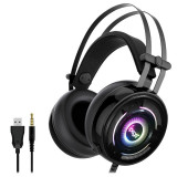 Casti gaming surround, potentiometru, microfon incorporat, jack 3.5 mm, 32 ohmi, lumina LED, iPega