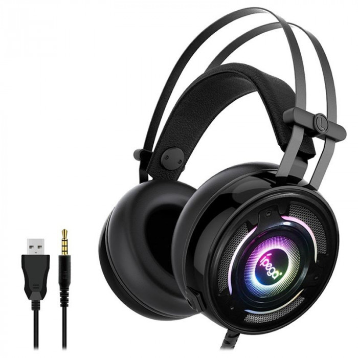 Casti gaming surround, potentiometru, microfon incorporat, jack 3.5 mm, 32 ohmi, lumina led MultiMark GlobalProd