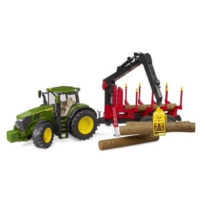 Bruder tractor John Deere 7R 350 cu remorca forestiera si 4 busteni foto