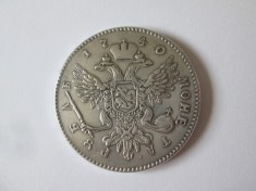 Rara! Rusia 1 Rubla 1740 argint 800(a fost verificata) cu marcaje de monetarie pe muchie,moneda rebatuta/proba/copie?,diam.=40 mm,greutate=27,50 gr