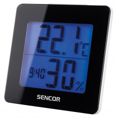 Statie meteo temperatura si umiditate ceas cu alarma calendar afisaj LCD negru SWS 1500 SENCOR