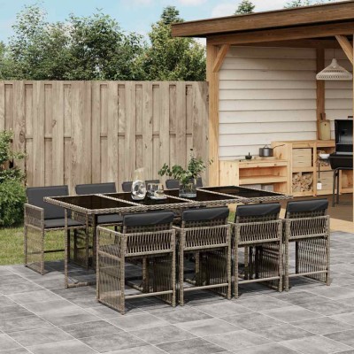 vidaXL Set mobilier grădină cu perne, 9 piese, gri, poliratan 3211640 foto